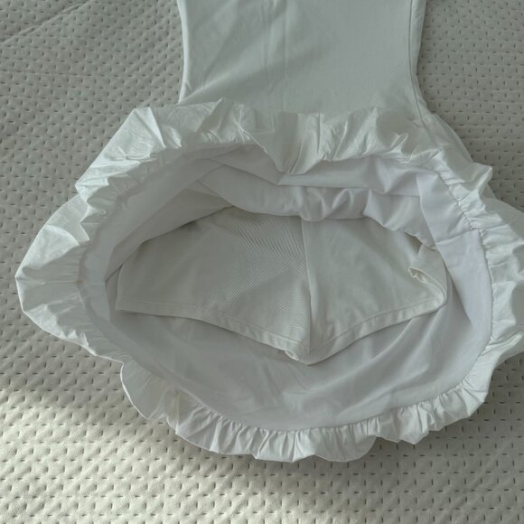 GARAGE WHITE BUBBLE SKIRT TUBE MINI DRESS XXS (WITH BUILT-IN SHORTS) - Picture 4 of 4